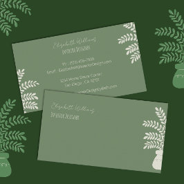 Elegante Green Interior Designer Business Cards Visitenkarte
