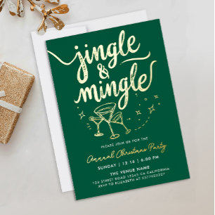 Elegante Green Jingle Mingle Cocktail Doodles Folieneinladung