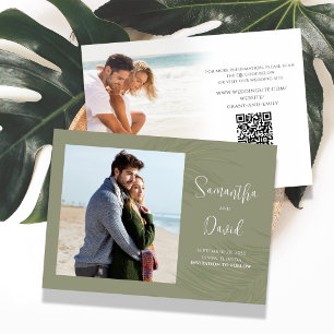 Elegante Green Palm Blätter Hochzeit Save The Date