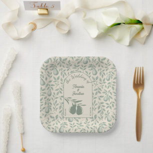 Elegante Green Pear Wedding Pappteller