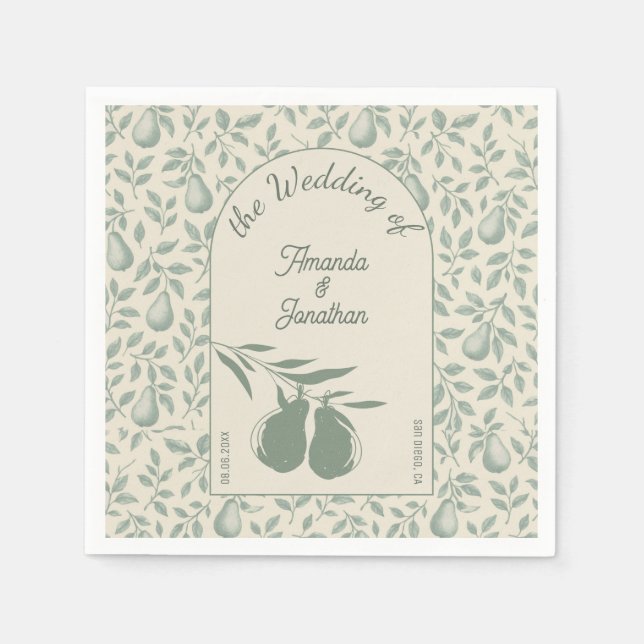 Elegante Green Pear Wedding Serviette (Vorderseite)