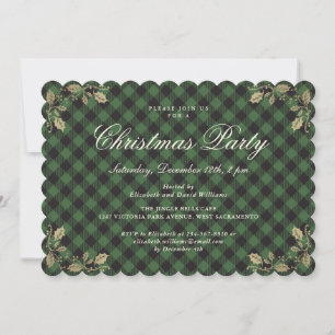 Elegante Green Plaid Weihnachtsfeier Einladung