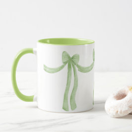 Elegante Green Ribbon Satin Look Hübsch Girly Tass Tasse