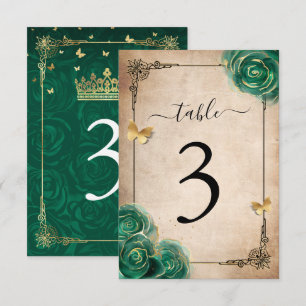 Elegante Green Rose Gold Black Tischnummer Cards