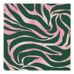 Elegante Green Rose Gold Glitzer Zebra Künstlicher Leinwanddruck