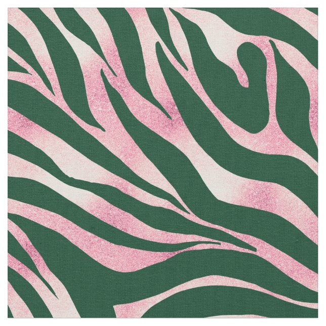 Elegante Green Rose Gold Glitzer Zebra Stoff (Nahaufnahme)
