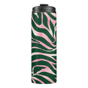 Elegante Green Rose Gold Glitzer Zebra Thermosbecher