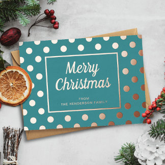 Elegante Green Script Frohe Weihnachts-Rose Gold Folien Feiertagskarte
