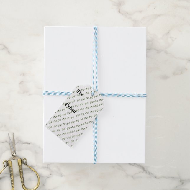 Elegante Green Scroll Geschenkmarke - Anpassbar Geschenkanhänger (Mit Garn)