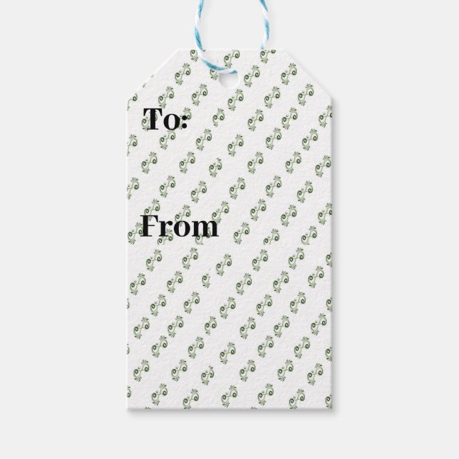 Elegante Green Scroll Geschenkmarke - Anpassbar Geschenkanhänger (Vorderseite)