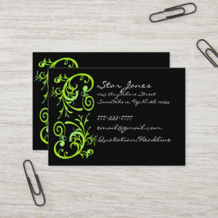 Elegante Green und Black Swirl Business Card Visitenkarte