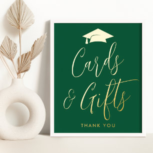 Elegante Green und Gold Abschluss Cards und Gesche Foliendrucke
