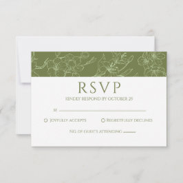 Elegante Green Wedding RSVP Card für Blumenzwiebel Karte