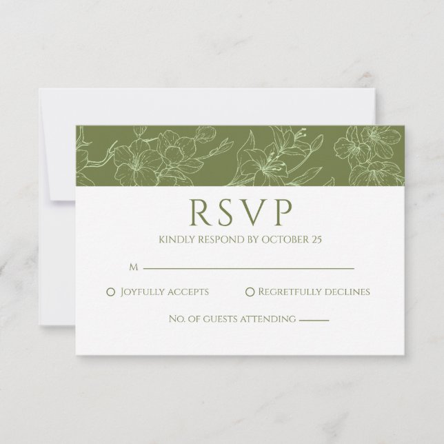 Elegante Green Wedding RSVP Card für Blumenzwiebel Karte (Vorderseite)