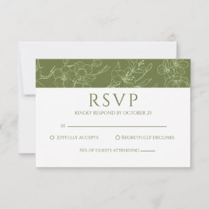 Elegante Green Wedding RSVP Card für Blumenzwiebel Karte