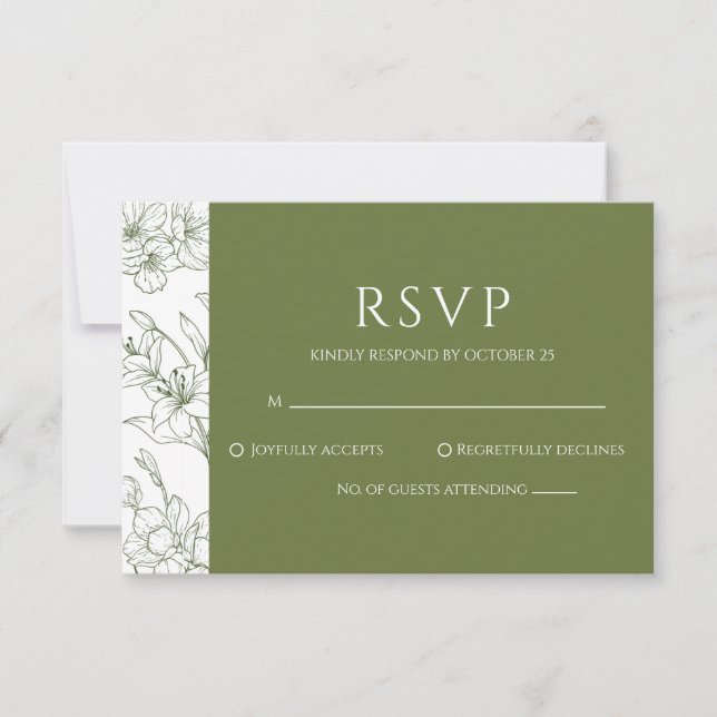 Elegante Green Wedding RSVP Card für Blumenzwiebel Karte (Vorderseite)