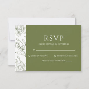 Elegante Green Wedding RSVP Card für Blumenzwiebel Karte
