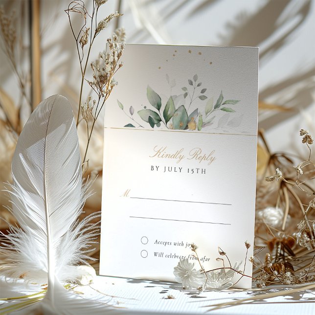 Elegante Greenerity and Gold UAWG Wedding Card Einladung (Von Creator hochgeladen)