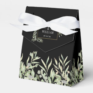 Elegante Greenerity Foliage Black Gold Wedding Geschenkschachtel