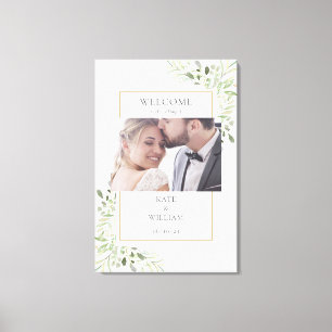 Elegante Greenerity Foliage Foto Wedding Willkomme Leinwanddruck