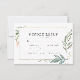 Elegante Greenerity Gold Rahmen Hochzeit RSVP mit  Karte