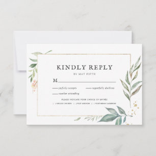 Elegante Greenerity Gold Rahmen Hochzeit RSVP mit  Karte