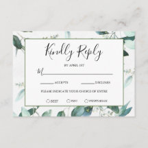 Elegante Greenerity Meal Choice Wedding RSVP Card