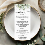 Elegante Greenerity Wedding Menu Cards Menükarte<br><div class="desc">Lassen Sie sich verzaubern von unserer atemberaubenden Hochzeitssuite im Grünen! Die Suite ist mit feinen Illustrationen von Eukalyptus-Blätter geschmückt und mit feinem, elegantem Kalligraphie gepaart. Sie ist die perfekte Touch für Ihre magische Hochzeit zum Thema Garten. Wenn Sie zusätzliche Gegenstände benötigen oder eine besondere Anfrage haben, dann gehen Sie einfach...</div>
