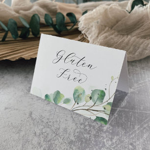 Elegante Greenery Gluten Free Buffet Food Labels Tischnummer