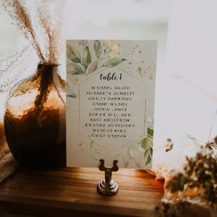 Elegante Greenery Gold Frame Table Cards Tischnummer