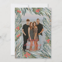 Elegante Greenery Holiday Frame Karte