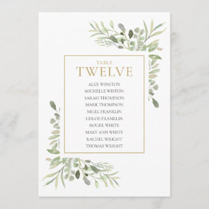 Elegante Greenery Tischnummer 12 Seating Chart