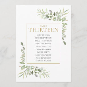 Elegante Greenery Tischnummer 13 Seating Chart