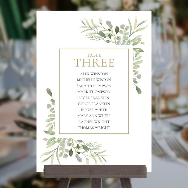 Elegante Greenery Tischnummer Seating Chart (Elegant Greenery Table Number Seating Chart)