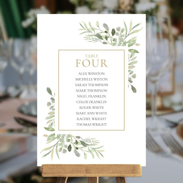 Elegante Greenery Tischnummer Seating Chart (Elegant Greenery Table Number Seating Chart)