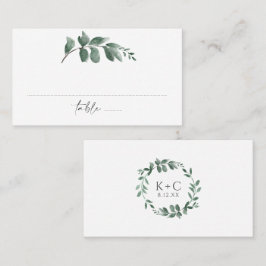 Elegante Greenery Watercolor Hochzeit Platzkarte