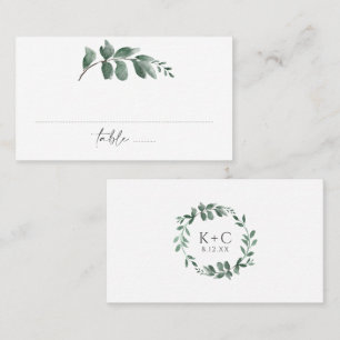 Elegante Greenery Watercolor Hochzeit Platzkarte