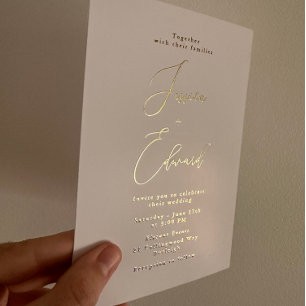 Elegante Greige und Gold Foil Wedding Einladung