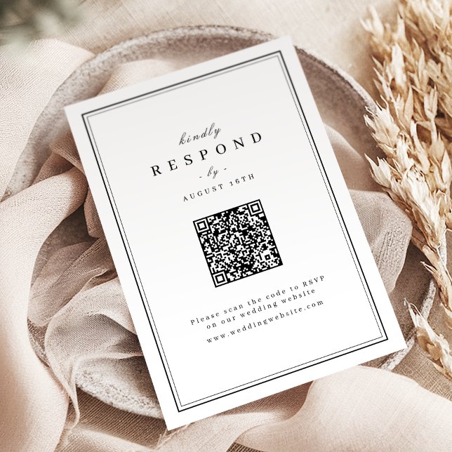 Elegante Grenzen Schwarz-Weiß-Minimalistische Hoch RSVP Karte (Elegant borders black and white minimalist wedding RSVP card)