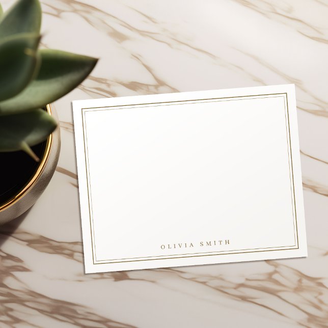 Elegante grenzt an minimalistische personalisiert  mitteilungskarte (Elegant borders minimalist personalized Stationery Note Card)