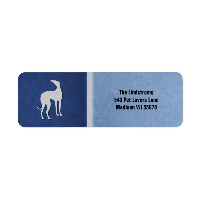 Elegante Greyhound-Silhouette in Blue Custom (Vorne)