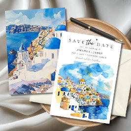 Elegante Griechenland-Hochzeit in Urlaubsort Save Einladung