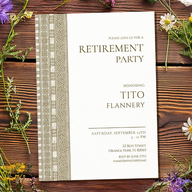 Elegante griechische Abschiedsparty Einladung (Von Creator hochgeladen)
