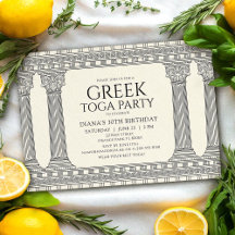 Elegante griechische Toga-Geburtstagsfeier mit Tem