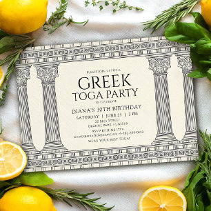 Elegante griechische Toga-Geburtstagsfeier mit Tem Einladung