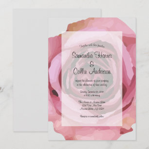 Elegante Große Lila Frühlingshochzeit Rose Einladung
