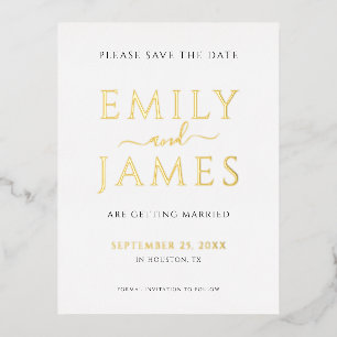 Elegante große Namen Hochzeit Save the Date Folie Einladungspostkarte
