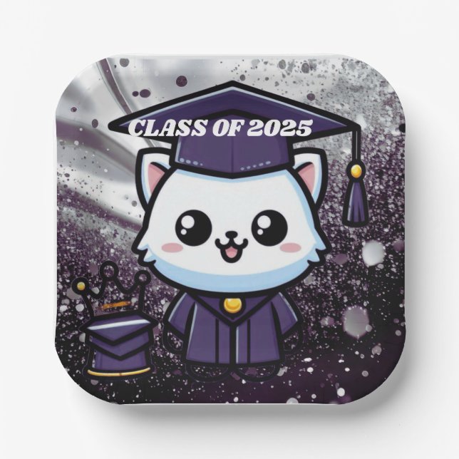 Elegante Grouation Kitty Lila Gown Ballon Pappteller (Vorderseite)