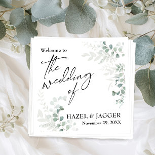Elegante Grün Begrüßung zur Hochzeit von Serviette