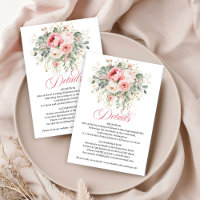 Elegante Grün-Blush-Hochzeits-Detailkarte